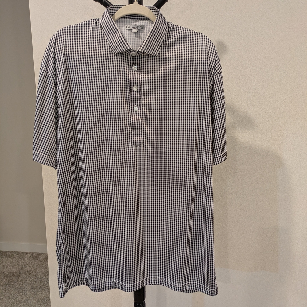 Collars & Co. Black and White Polo Shirt. Men's XL. Stay Crisp Collar.